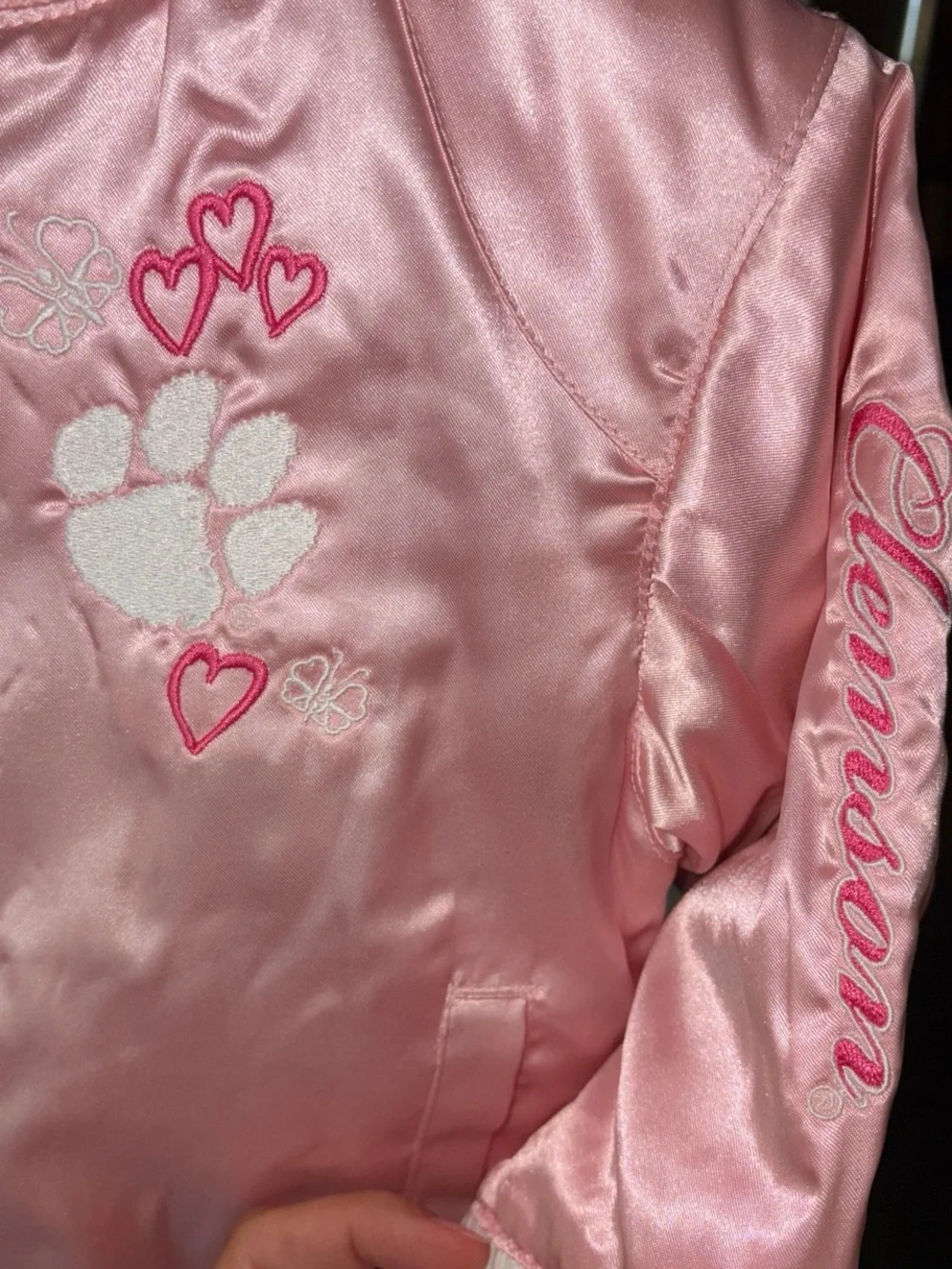NWT Adidas Clemson Tigers pink bomber jacket Size 24 months